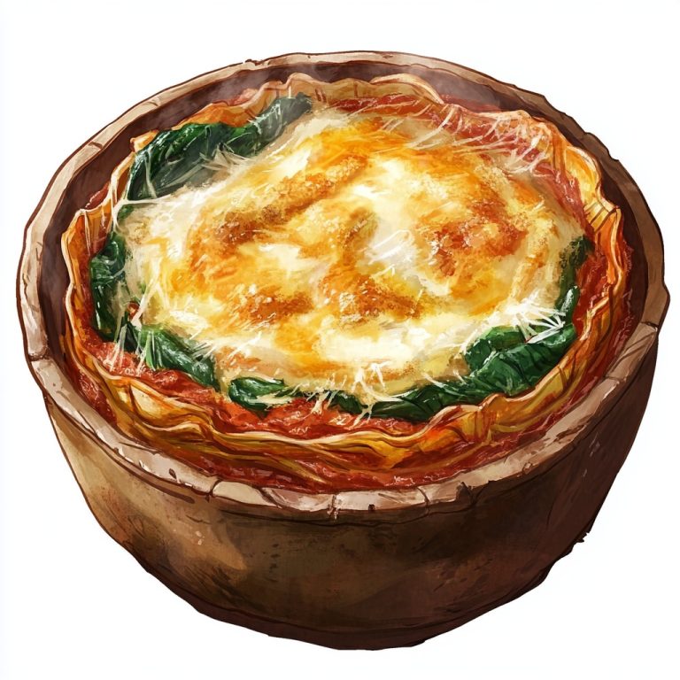 Layered Flamma Lasagne Illustration