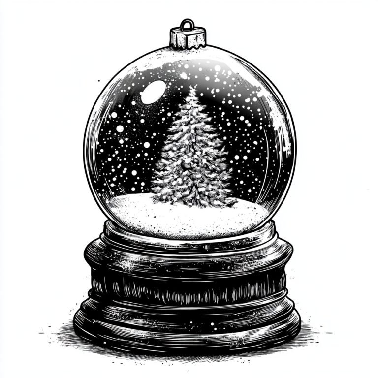 Line Art Christmas Snowglobe