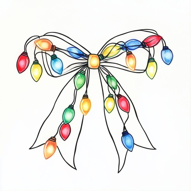 Line Drawing of Christmas Bow