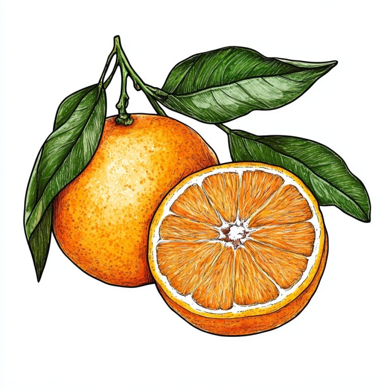 Line Illustration of Oranges