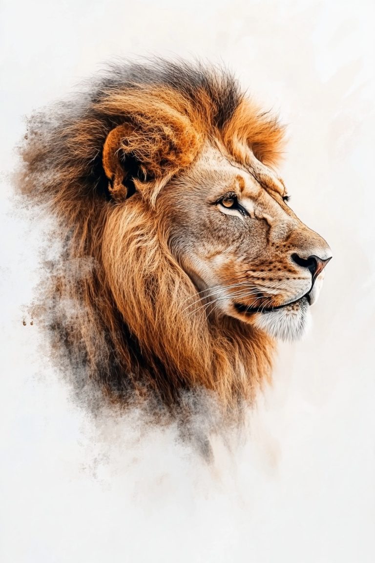 Lion Head on White