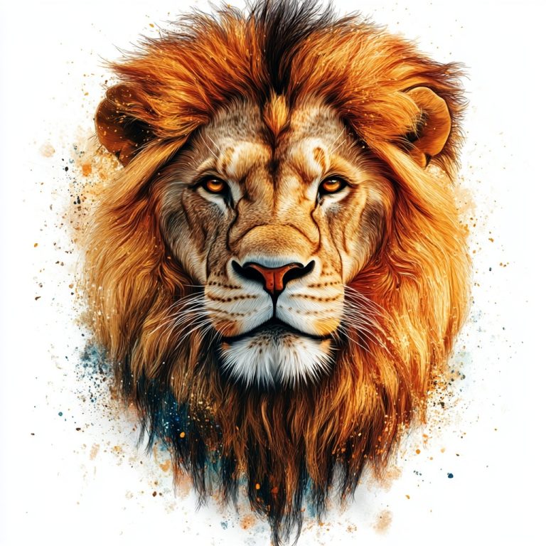 Lion Illustration on White