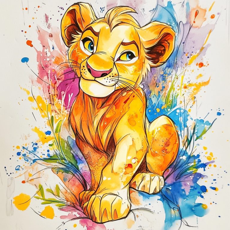 Lion King Watercolor Linework