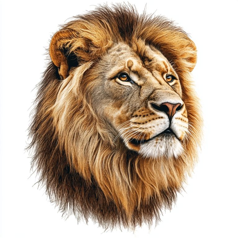 Lion Portrait on White