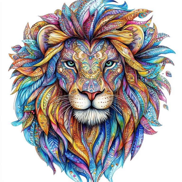 Mandala Lion with Colorful Details