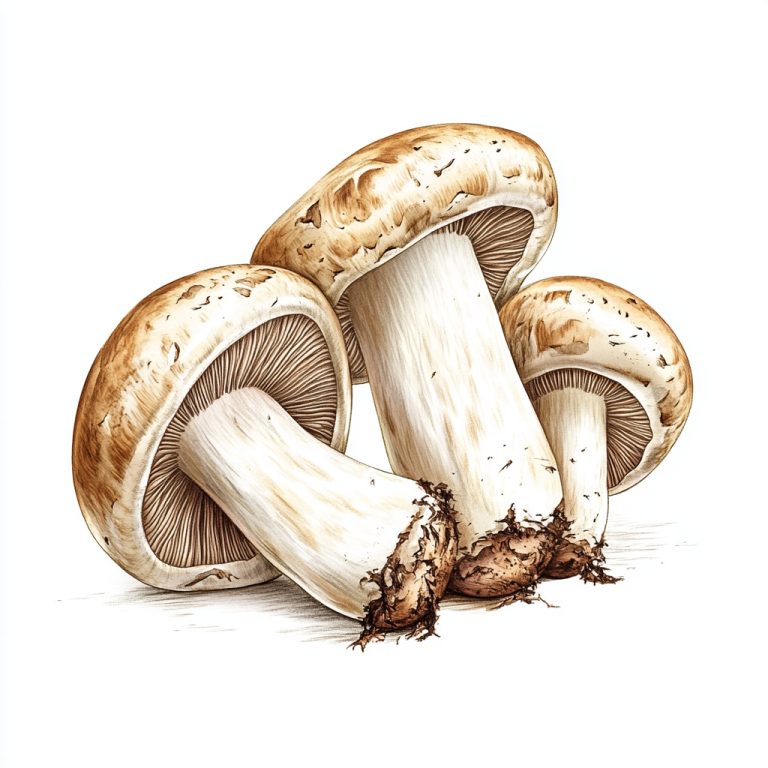 Matsutake Mushrooms Brushstroke Illustration