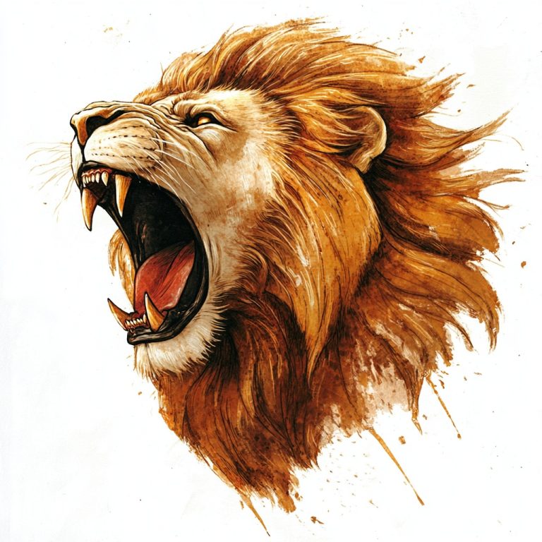 Medieval Lion Roar Illustration