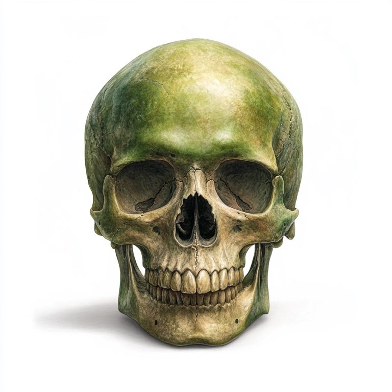 Metallic Skull on White