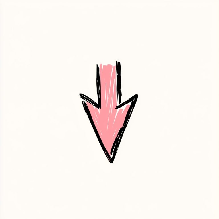 Minimal Pink Down Arrow Sketch