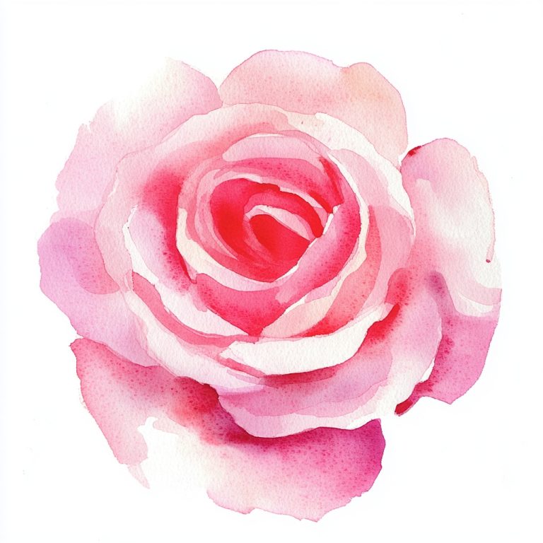 Minimal Pink Rose Watercolor