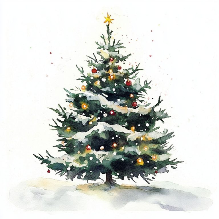 Minimal Watercolor Christmas Tree