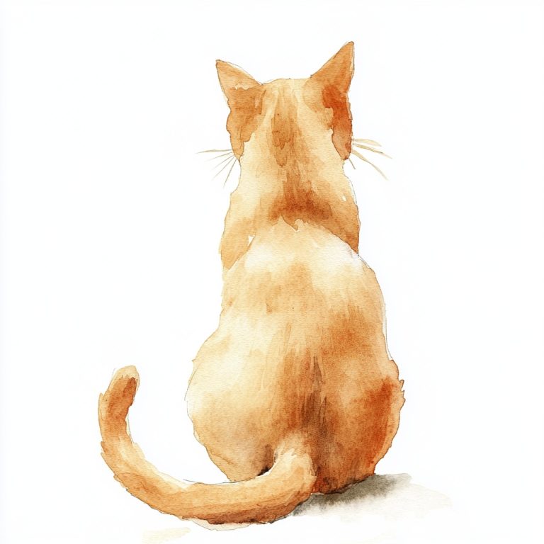 Minimal Watercolor Tan Cat