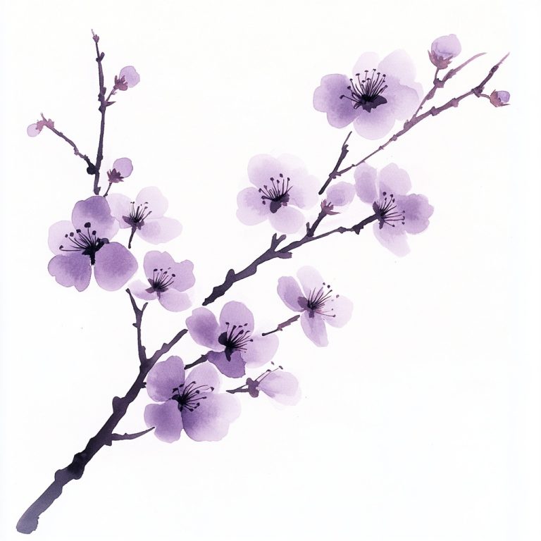 Minimalist Cherry Blossoms Sumi e