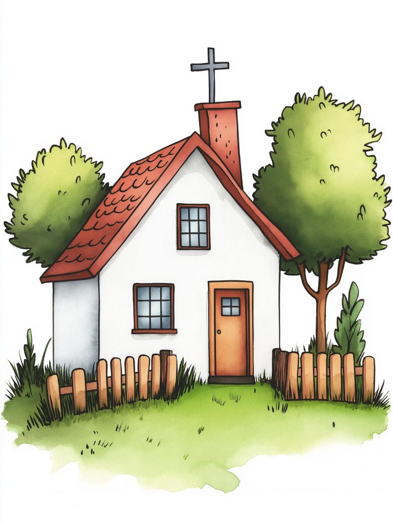Minimalist Cottage Watercolor Illustration