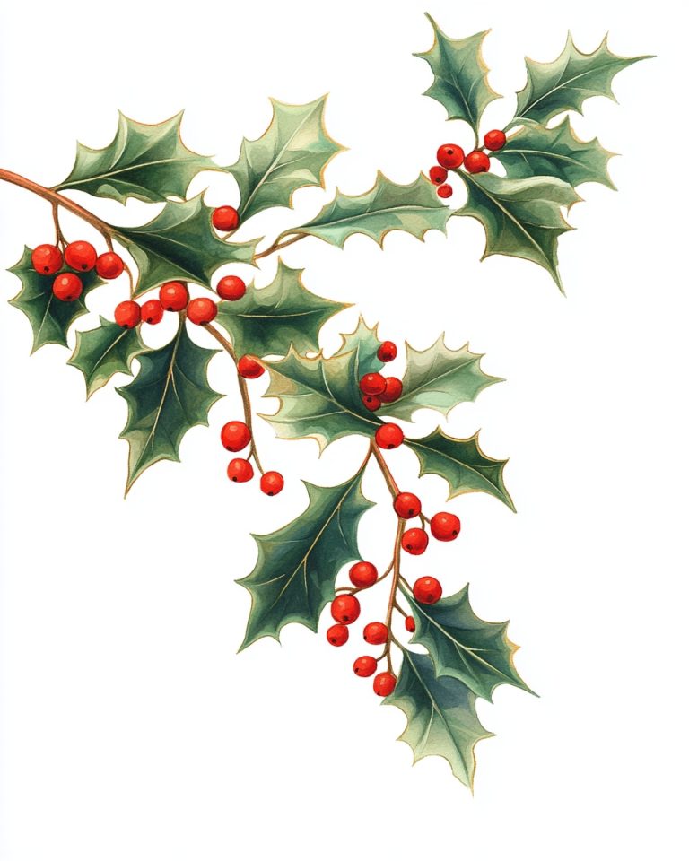 Minimalist Holly Sprig Illustration