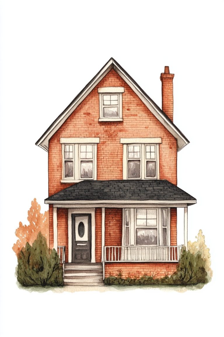 Minimalist Home Watercolor Illustration