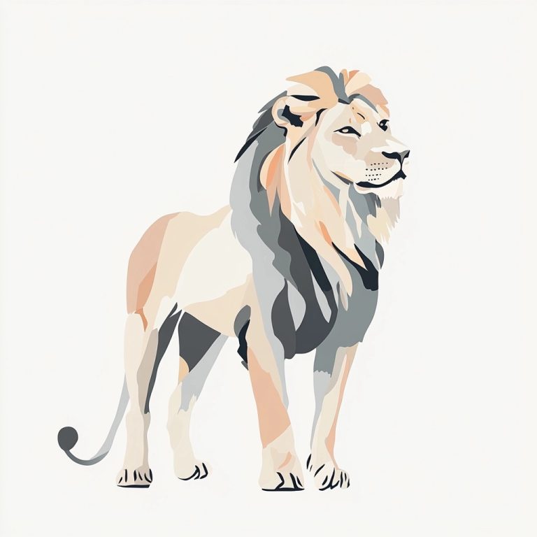 Minimalist Lion in Morandi