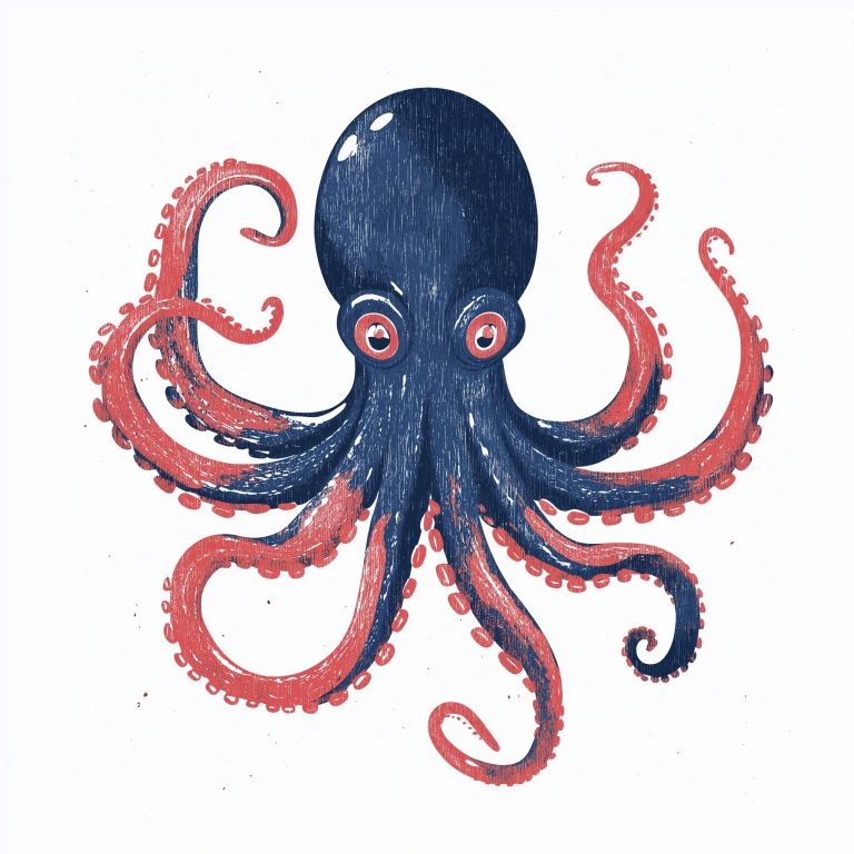 Minimalist Octopus Woodblock Print