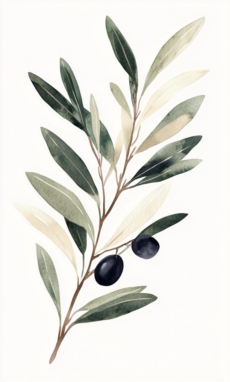 Minimalist Olive Branch Watercolor