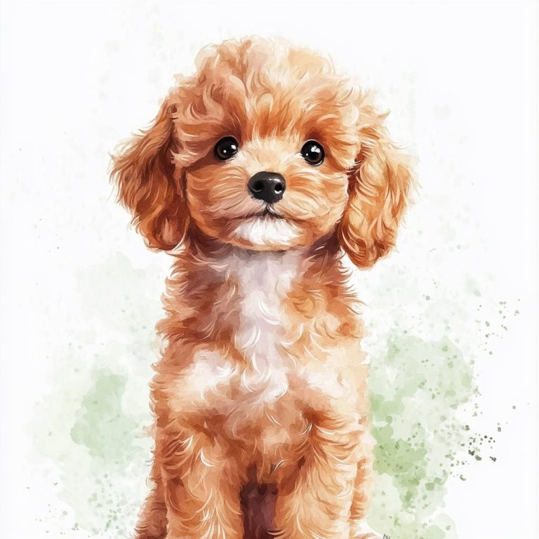 Minimalist Poodle Watercolor Illustration