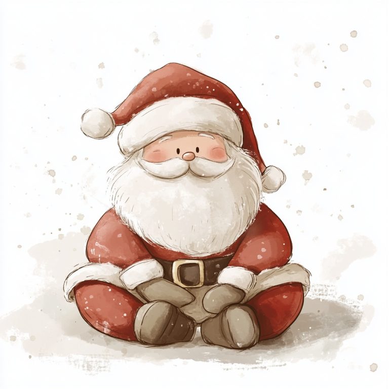 Minimalist Santa Watercolor Clipart