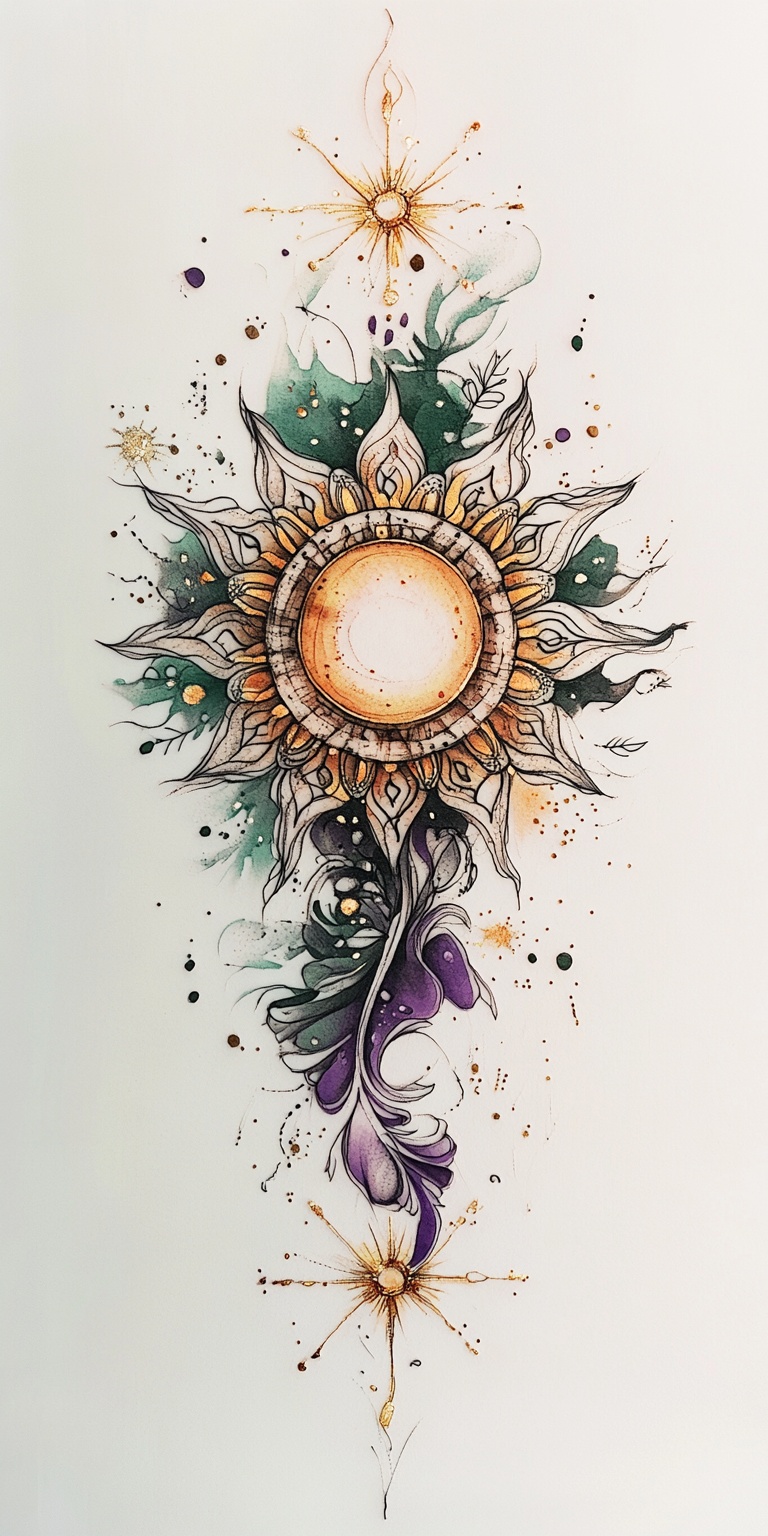 Minimalist Sun Tattoo Mandala