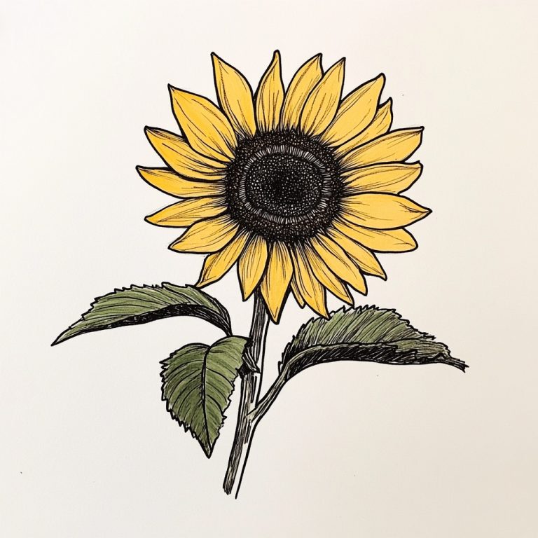 Minimalist Sunflower Drawing