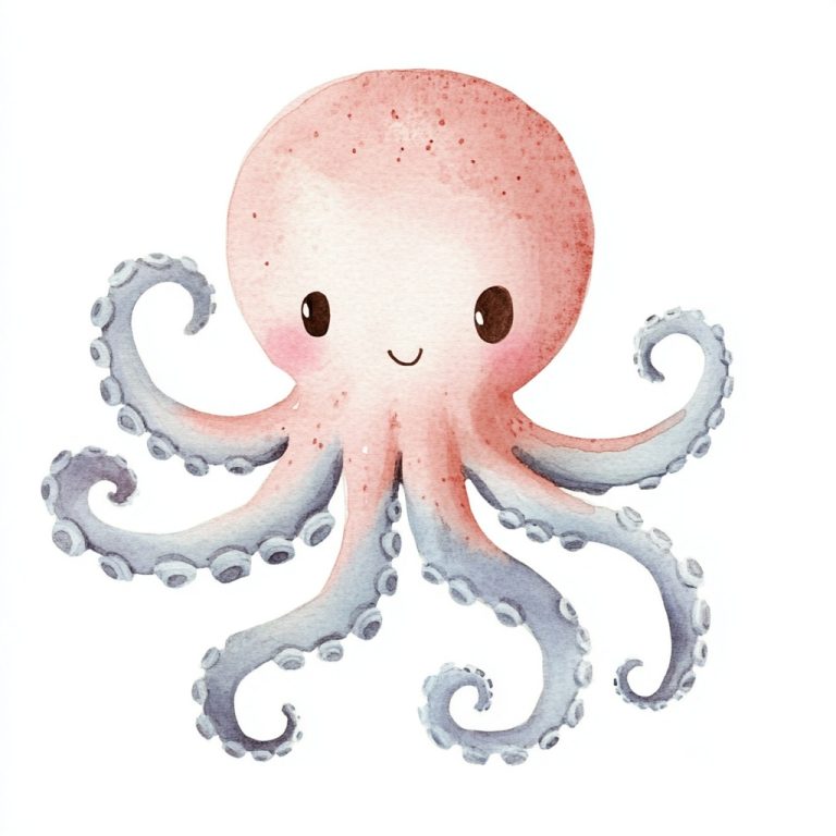 Minimalist Watercolor Baby Octopus