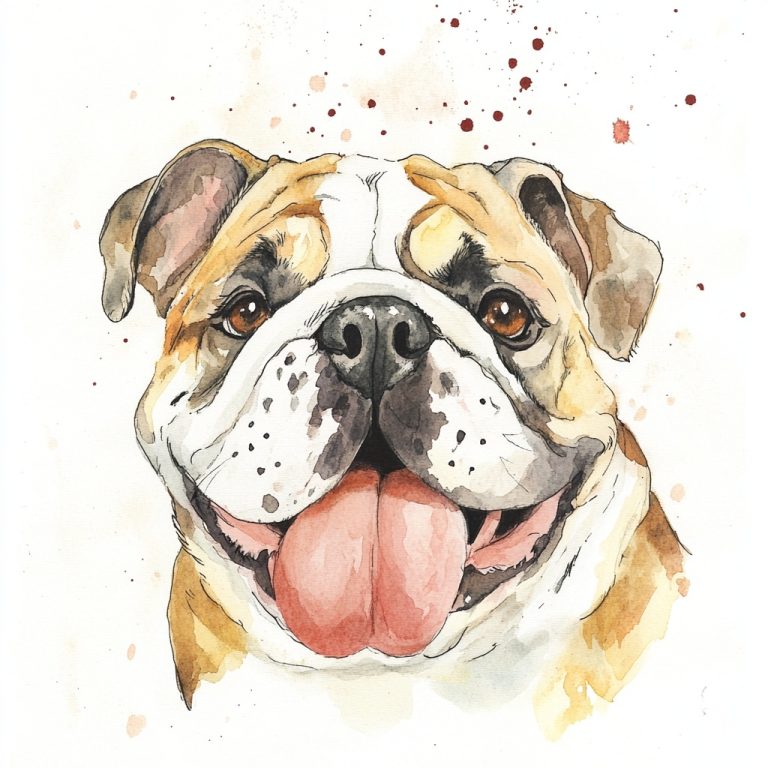 Minimalist Watercolor Bulldog Head