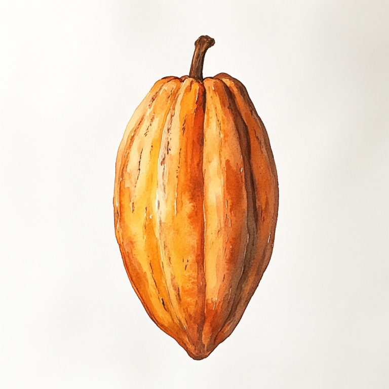 Minimalist Watercolor Cacao Fruit