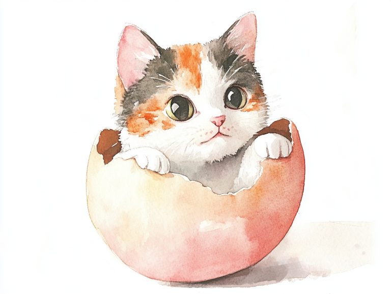 Minimalist Watercolor Cat Egg