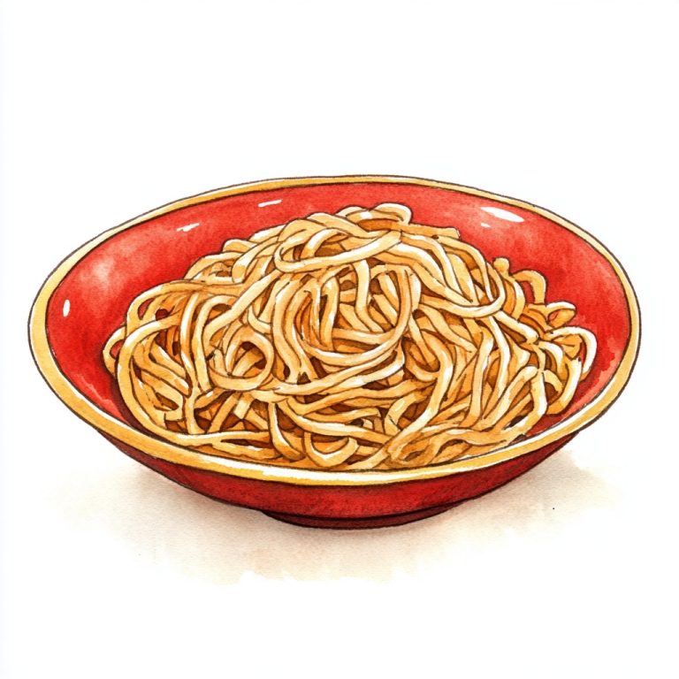 Minimalist Watercolor Chowmein Plate