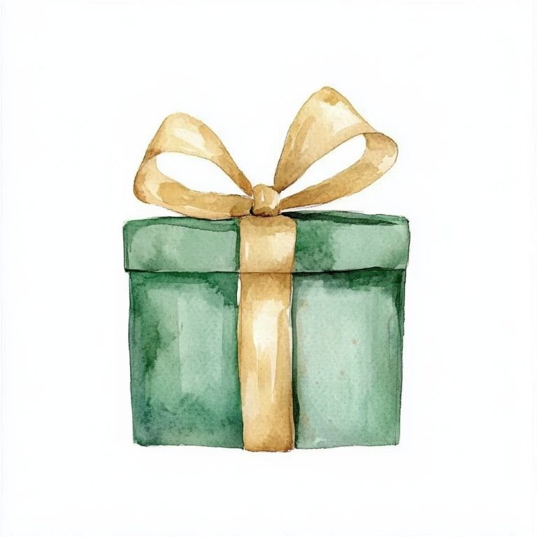 Minimalist Watercolor Christmas Present