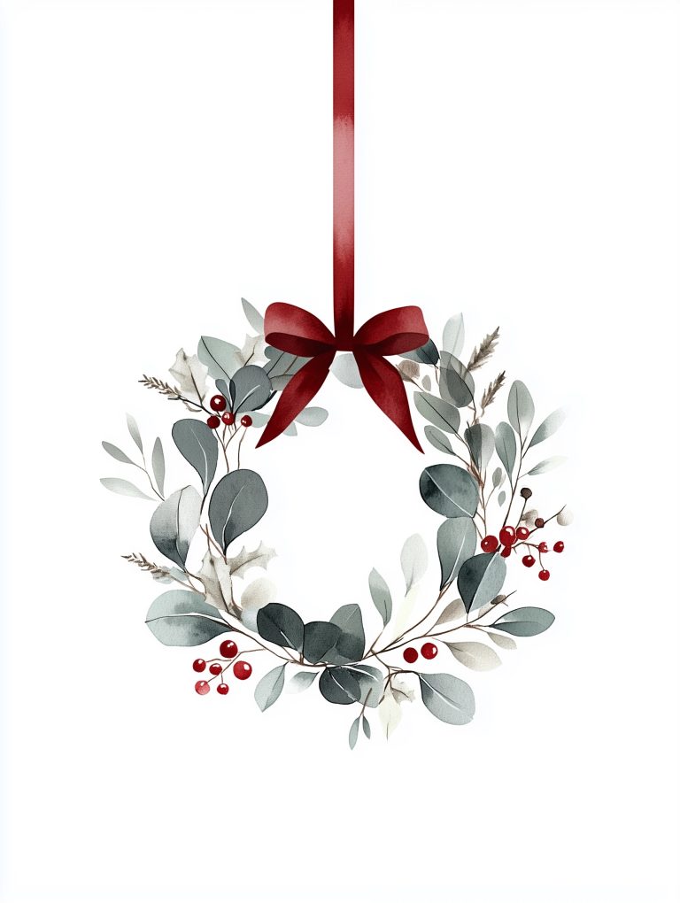 Minimalist Watercolor Christmas Wreath