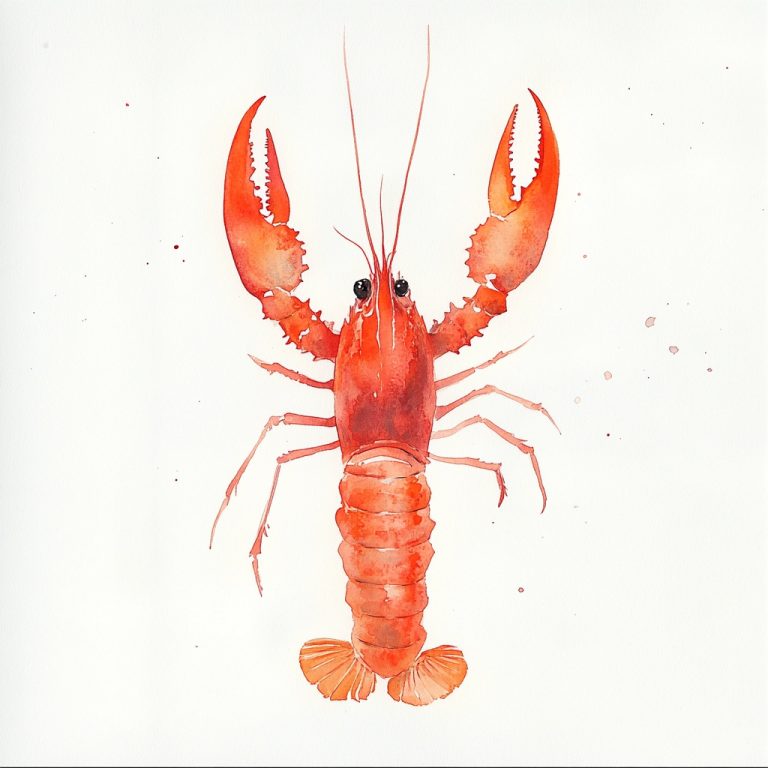 Minimalist Watercolor Crayfish