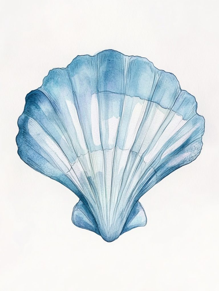 Minimalist Watercolor Fan Shell