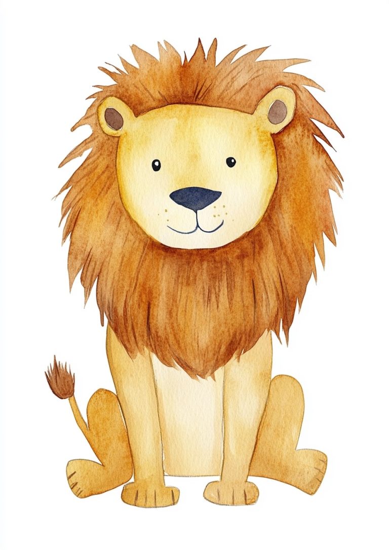 Minimalist Watercolor Lion Clipart