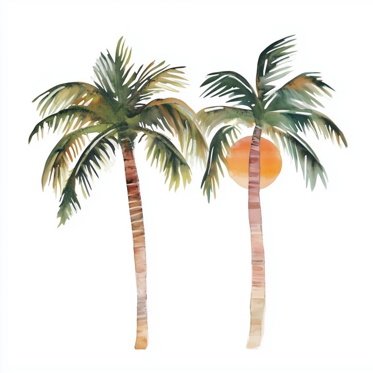 Minimalist Watercolor Palm Trees