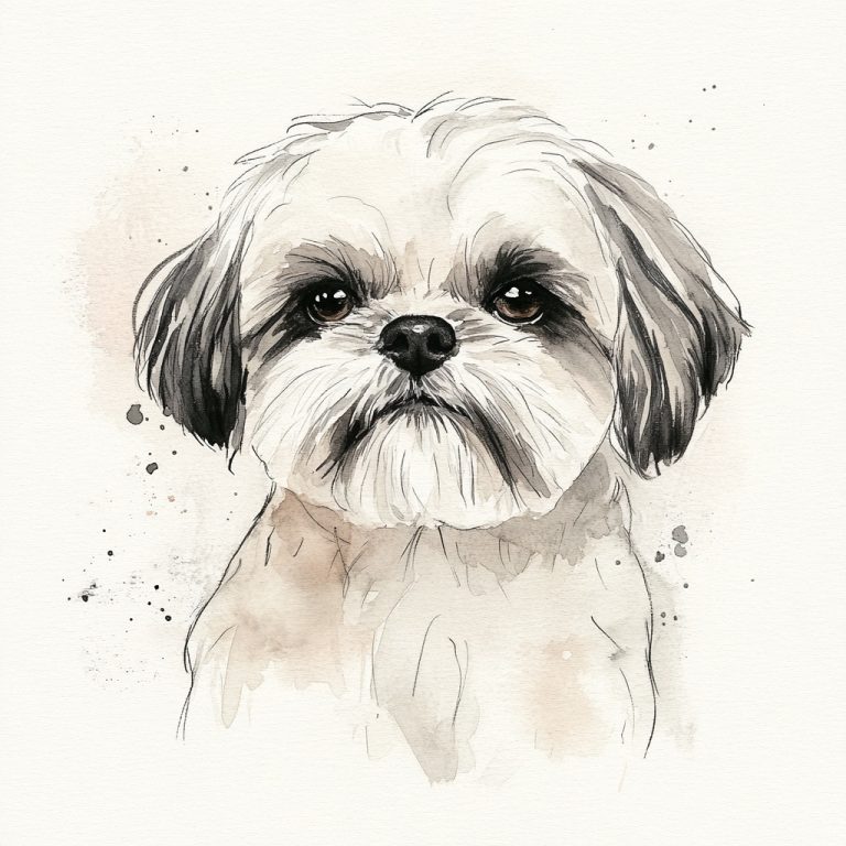 Minimalist Watercolor Shih Tzu