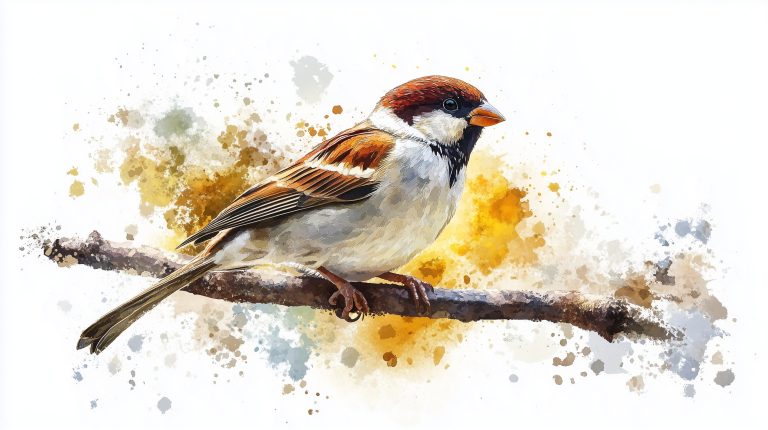 Minimalist Watercolor Sparrow scaled