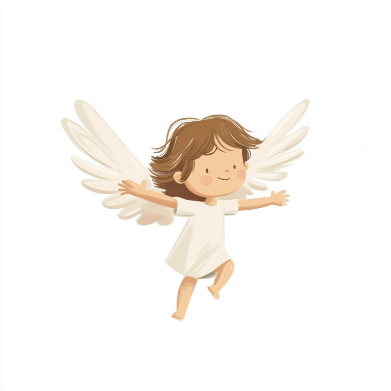 Minimalistic Angel Kid Illustration