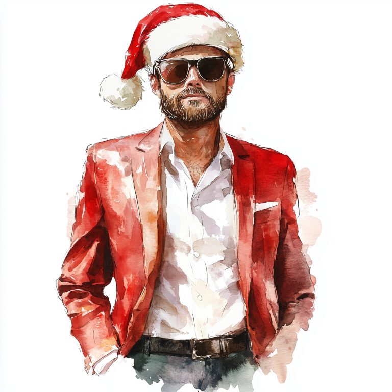 Modern Santa Businessman Watercolor