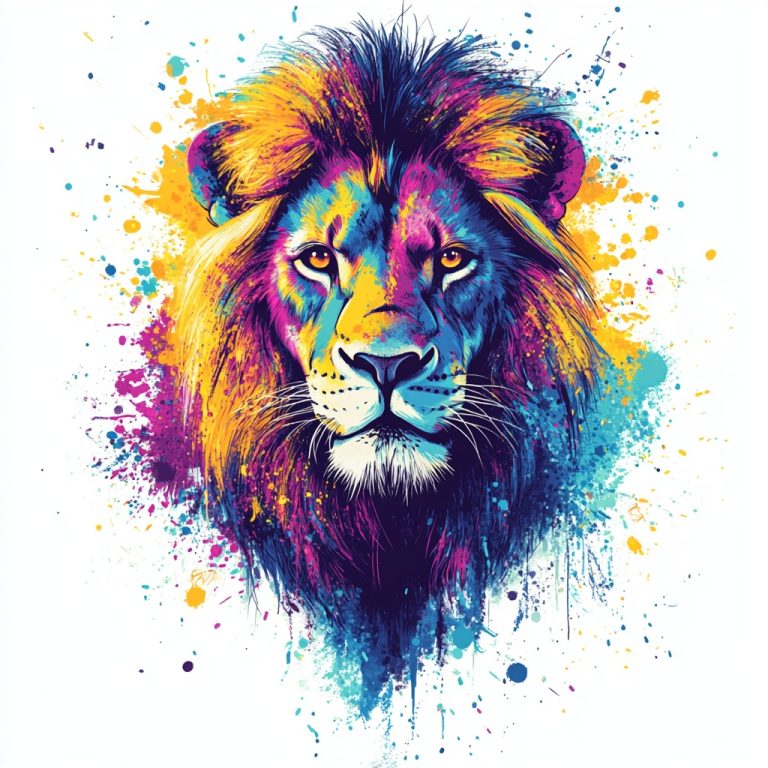 Multicolored Lion Splash Art