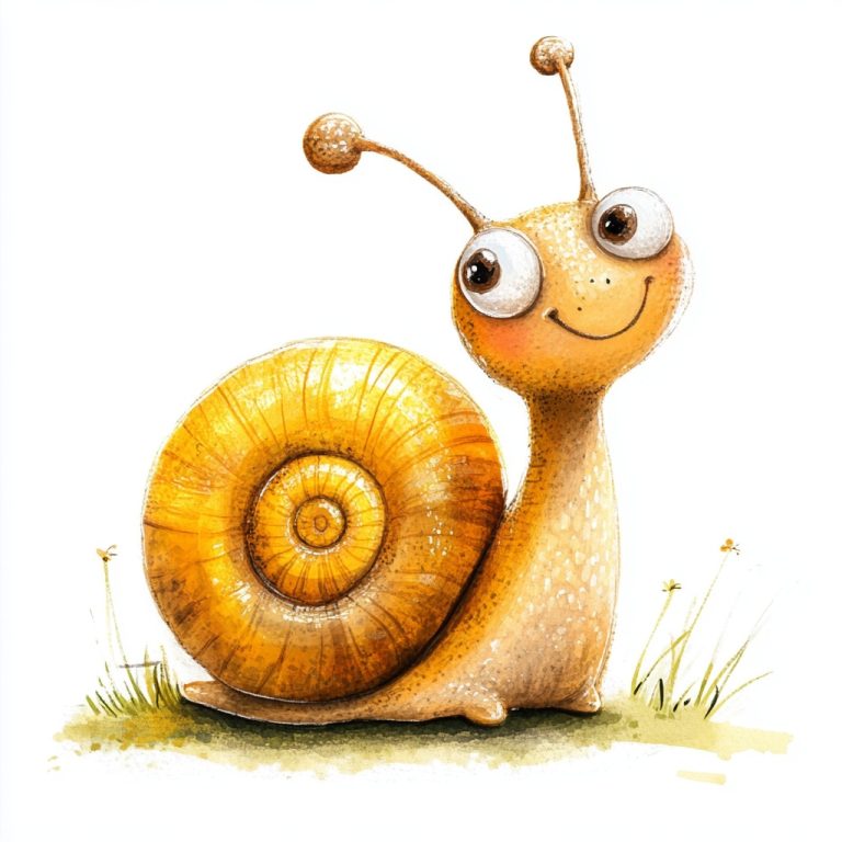 Naive Aquarelle Snail Illustration