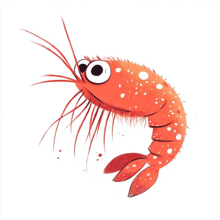 Naive Shrimp Mascot Illustration