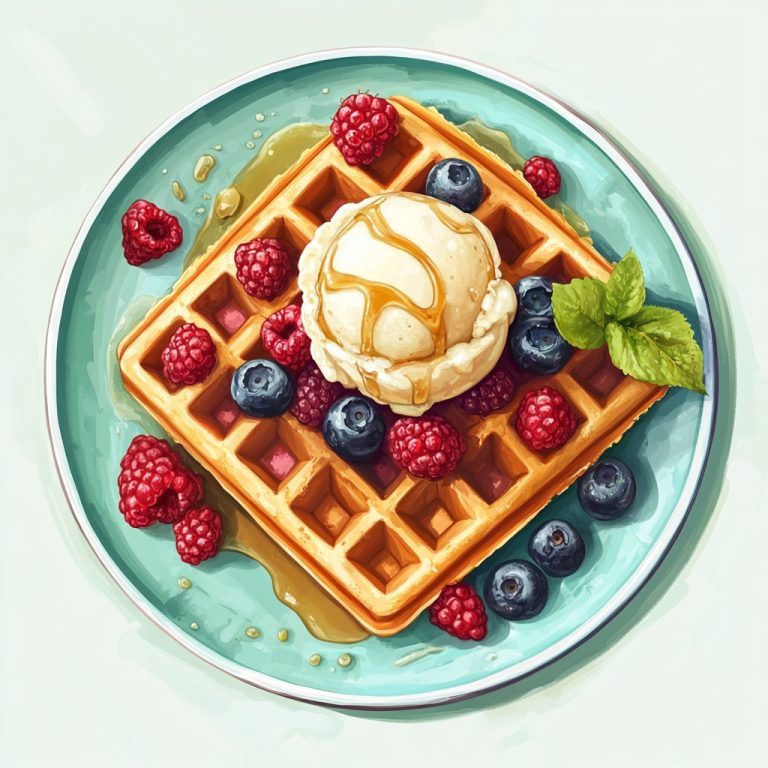 Naturalistic Waffle with Ice Cream