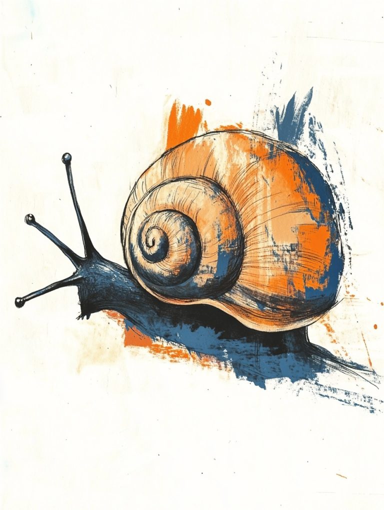 Navy Blue Snail Illustration