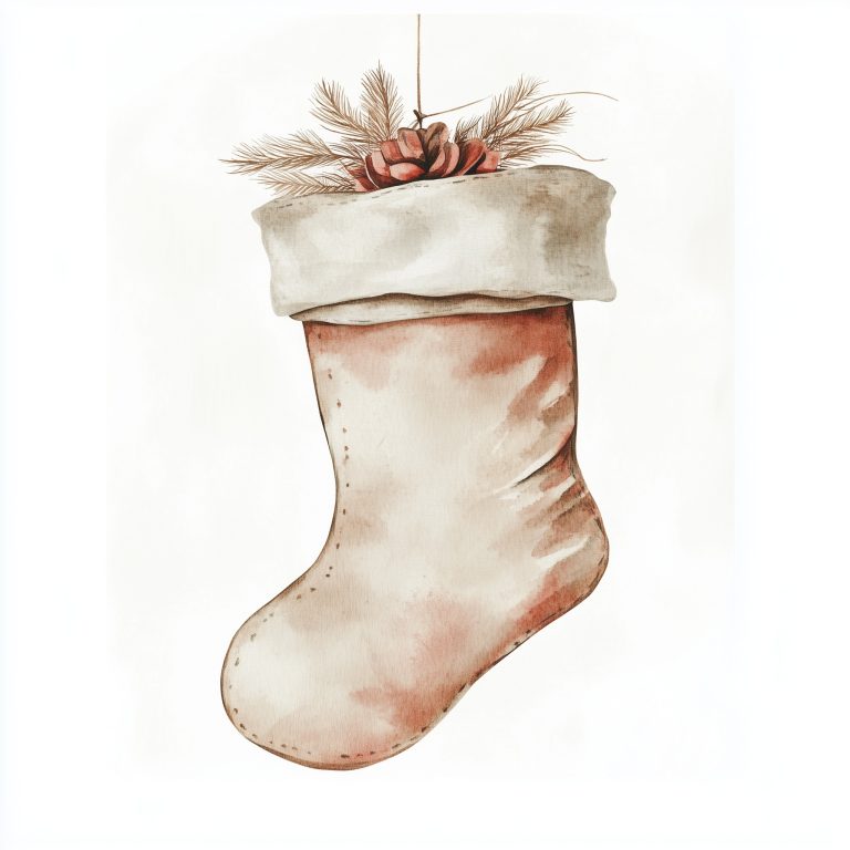 Nordic Watercolor Christmas Stocking