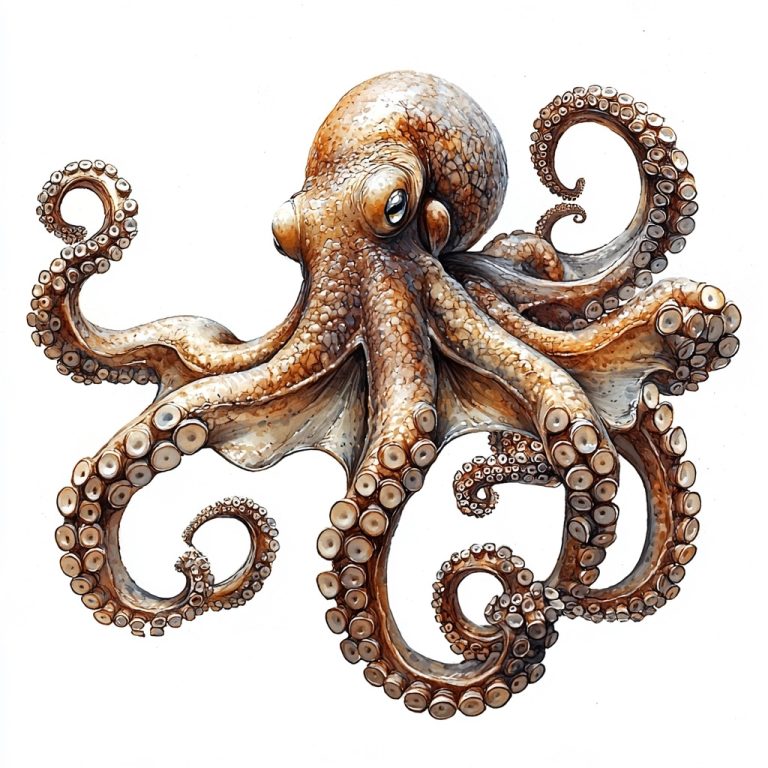 Octopus Running 2D Illustration