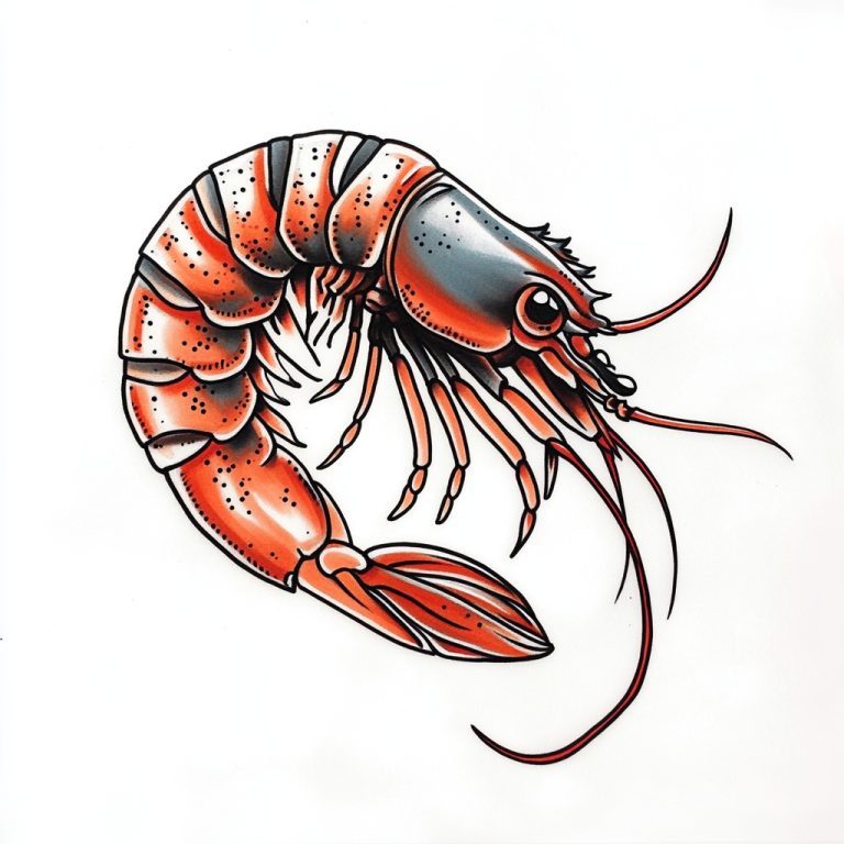 Oldschool Shrimp Tattoo Design